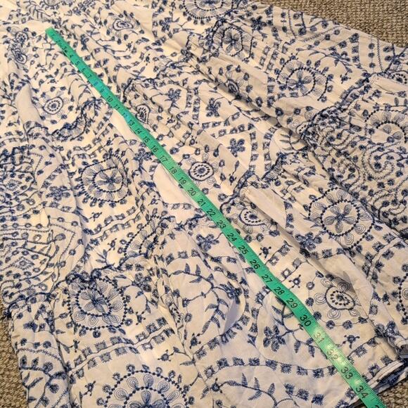 NWT Baltic Born Women's Mirabel Eyelet Midi Cotton Dress Boho Cottage Blue White - Picture 3 of 8